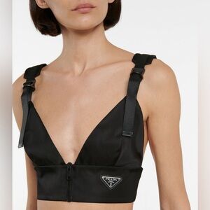 Prada Black Cargo Zip Up Bralette/Crop Top size Medium NWT